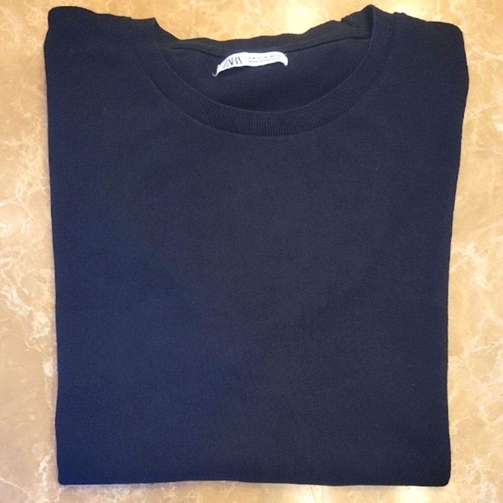 Zara Classic Black Short Sleeve Tee,  XL